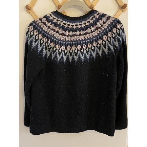 J. Jill Sweater Women's XS Wool Blend Blue Fair Isle Pullover Knit Crew Neck - Picture 8 of 8